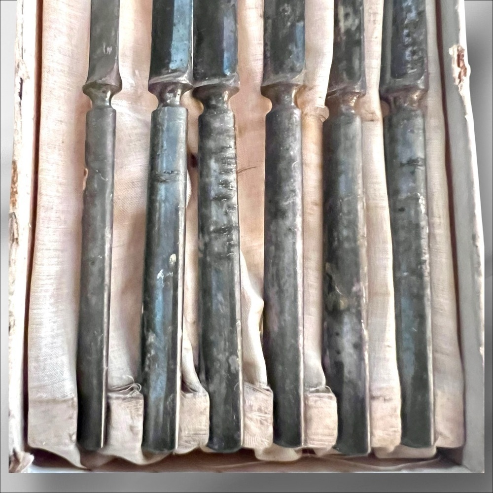 VTG Rogers & Hamilton Silver Plate Fruit Knives Stainless Steel 6 pc Orig Box 6” - Picture 8 of 16